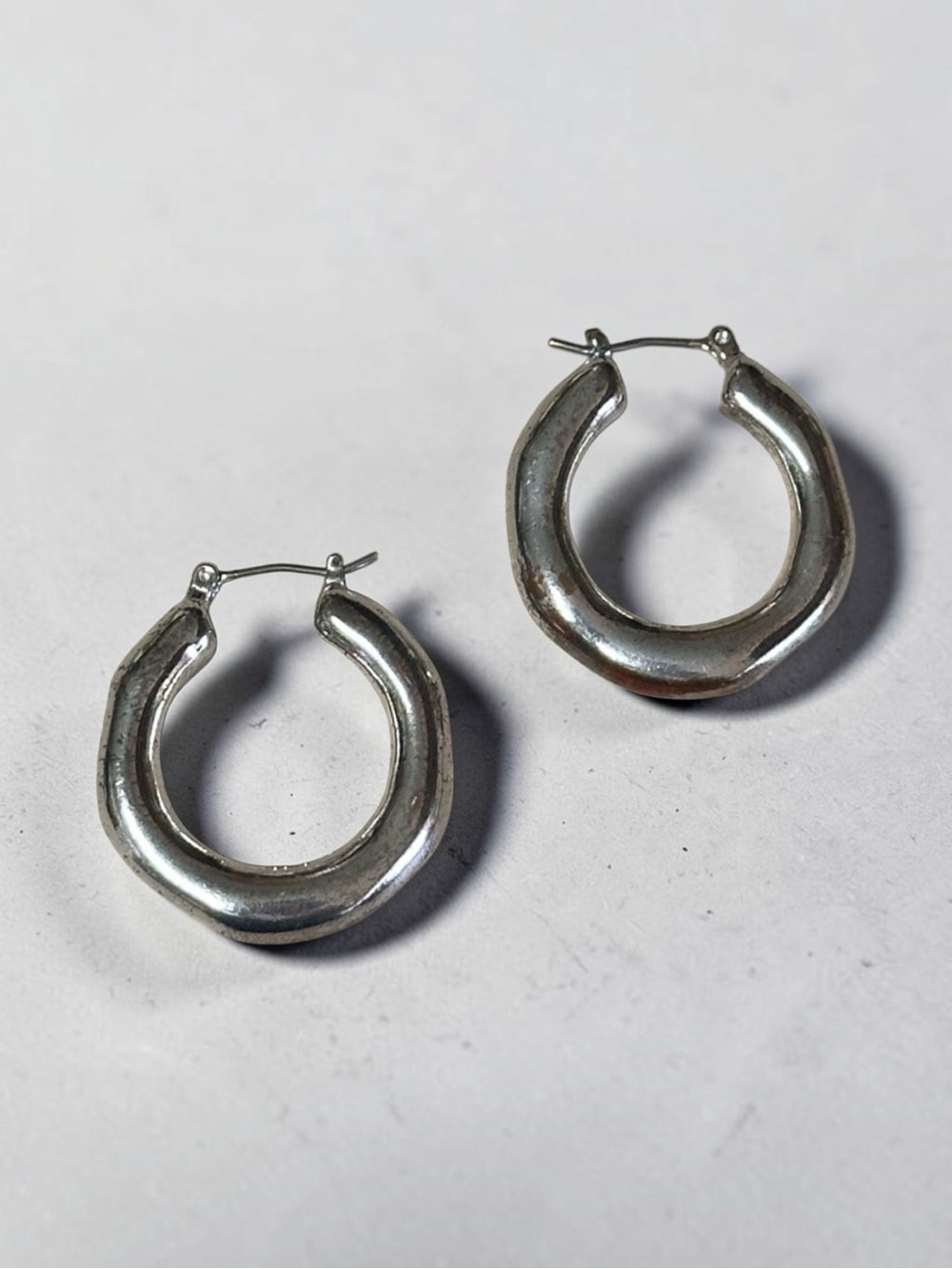 RLM SoHo Polished Silver Sculpted Hoop Earrings